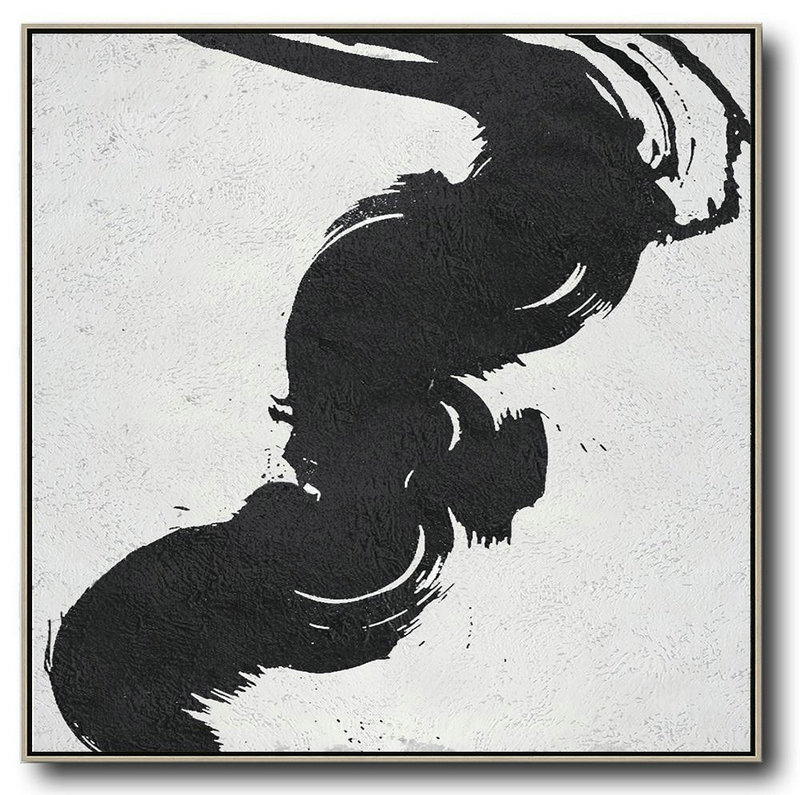Large Abstract Painting,Oversized Minimal Black And White Painting - Pop Art Canvas